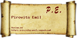 Pirovits Emil névjegykártya