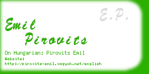 emil pirovits business card